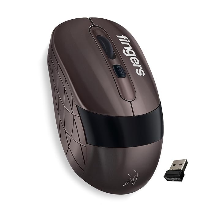 FINGERS AeroGrip Wireless Mouse with 2.4 GHz USB Receiver (Compatible with Windows, Mac & Linux | Ambidextrous)