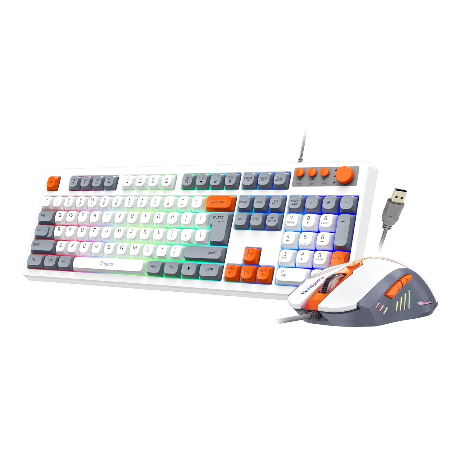 FINGERS CubikCombo Wired Keyboard & Mouse Combo | RGB Gaming Combo